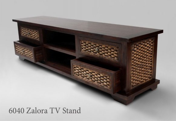 Zalora Wooden with wicker drawer TV Stand