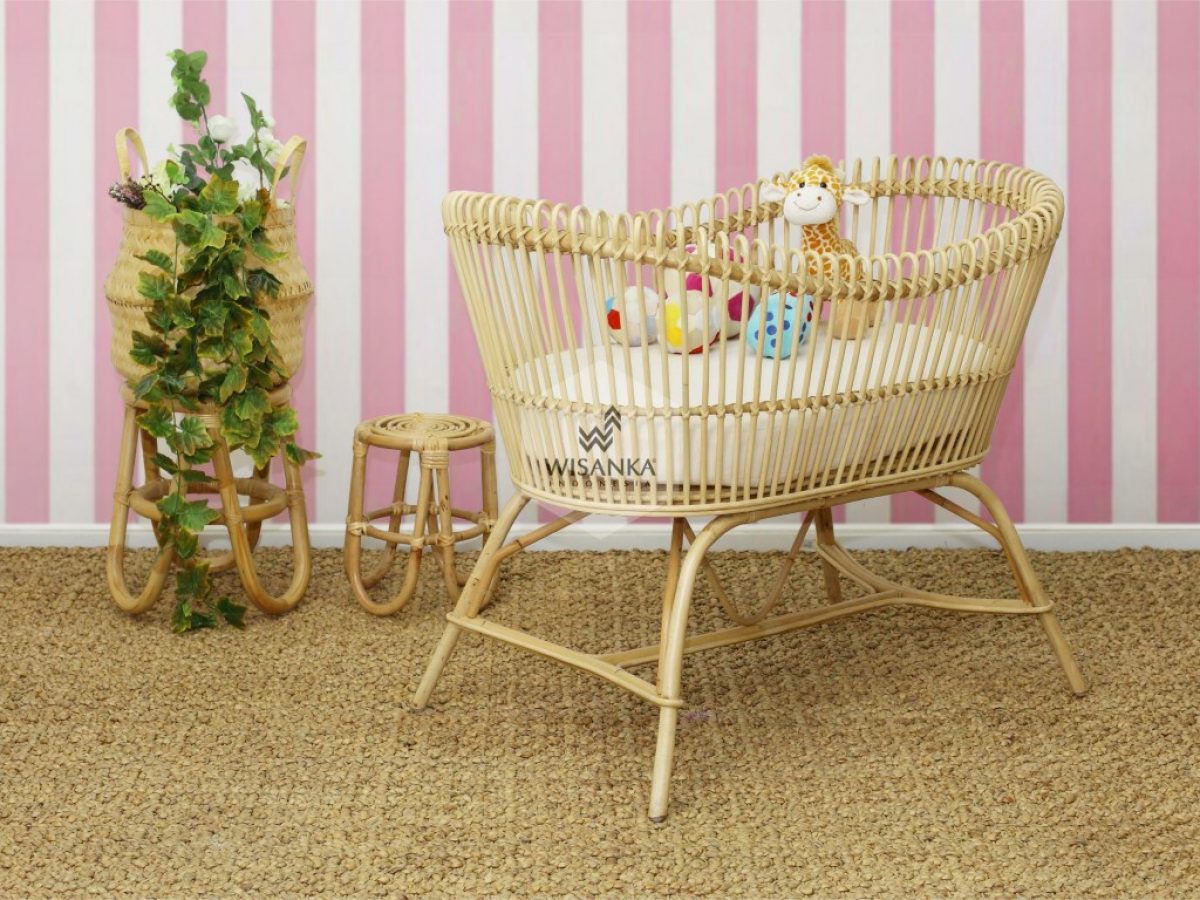 rattan baby crib